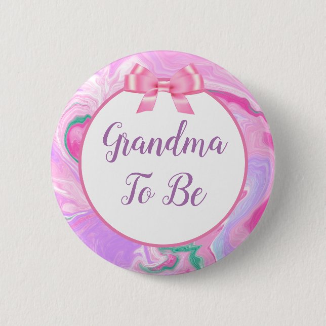 Grandma To Be Baby Shower Pink & Purple  Button (Front)
