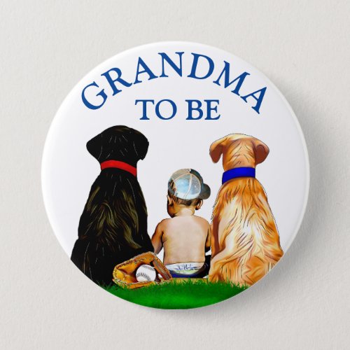 Grandma to be Baseball Themed Boys Baby Shower  Button