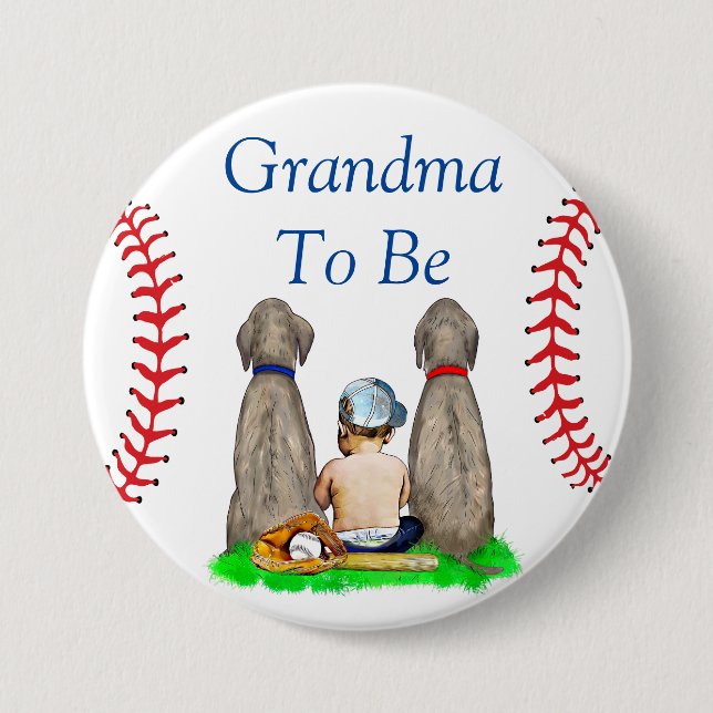 Grandma to Be | Baseball Themed Boy's Baby Shower Button (Front)