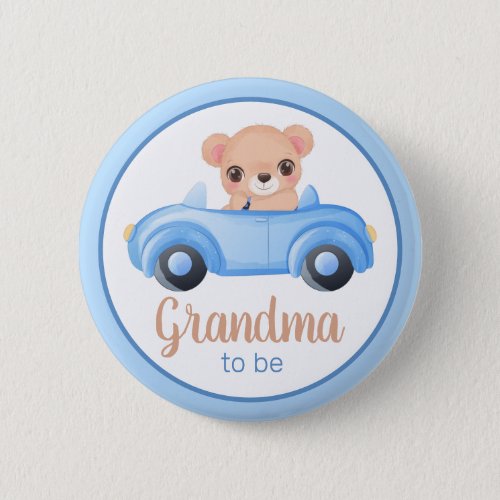 Grandma To Be Bear Boy Baby Shower Button