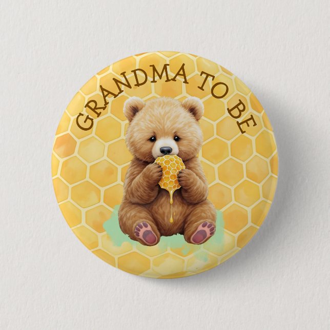 Grandma to Be | Bear themed Boy's Baby Shower Button (Front)