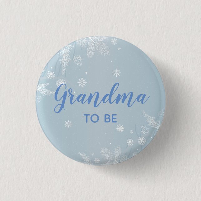 Grandma to be Blue Baby Boy Shower l New Grandma Button (Front)