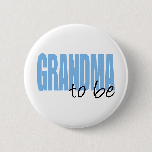 Grandma To Be (Blue Block Font) Pinback Button (Front)