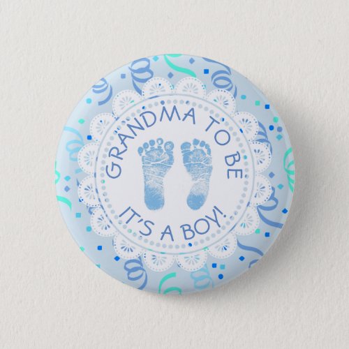 Grandma to be Blue confetti Baby Shower Button