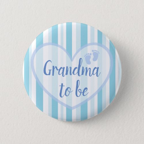 Grandma to be Blue Footprints Baby Shower Button