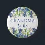 Grandma to be blueberry baby shower button<br><div class="desc">Elegant floral watercolor blueberry button for grandma to be.</div>