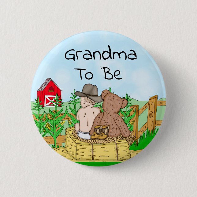 Grandma To Be Boy's Baby Shower    Button (Front)