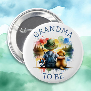 Grandma to be Boy's Fishing Baby Shower Button