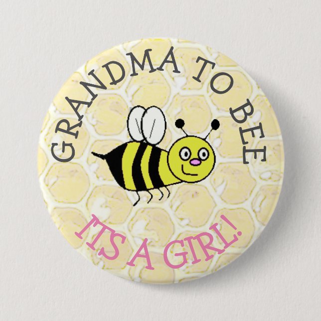 GRANDMA to Be Bumblebee Baby Shower Button (Front)