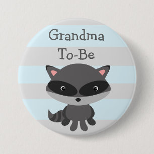 Grandma to Be Button Raccoon Woodlands Theme