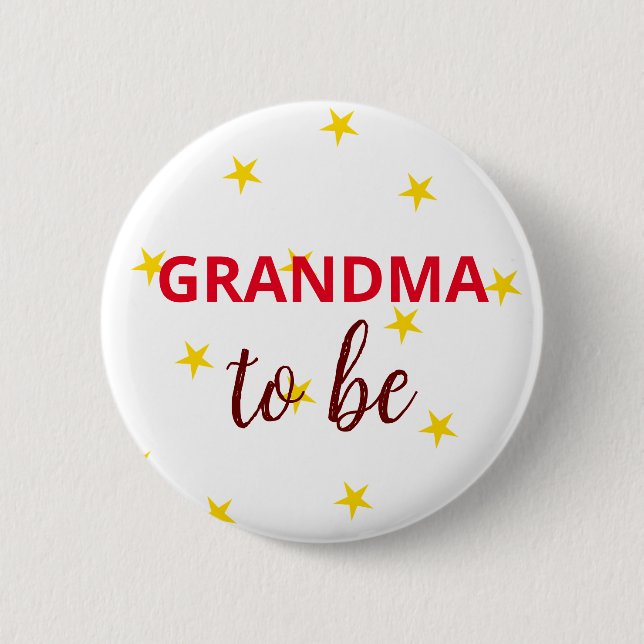 Grandma To Be Button with Yellow Stars (Front)