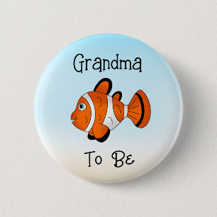 Grandma to Be   Cute Fish Under the Sea  Button