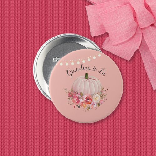 Grandma To Be Elegant Pumpkin Baby Shower Button