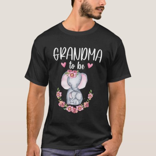 Grandma To Be Elephant Baby Shower Floral T_Shirt