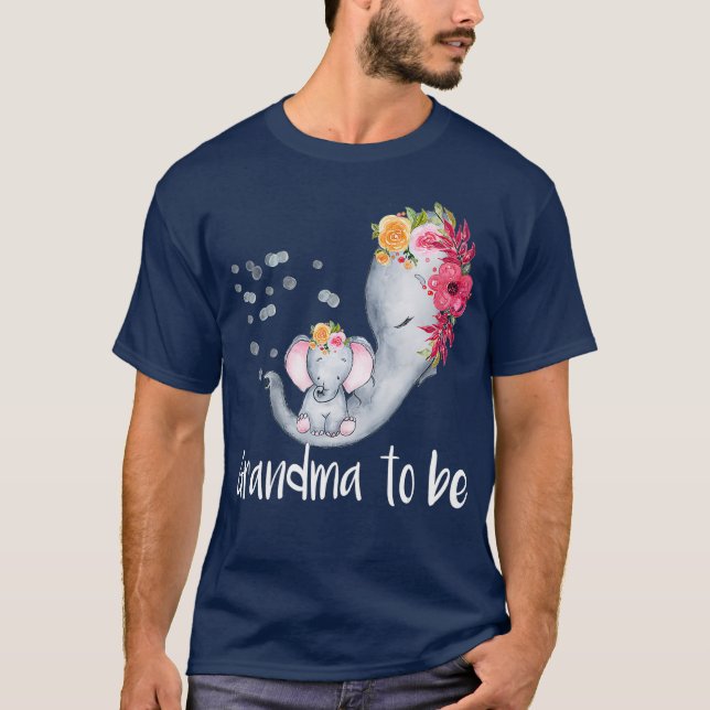 Grandma To Be Elephant Baby Shower For Girl T-Shirt (Front)
