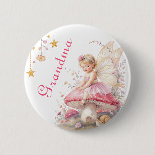 Grandma to Be Fairy Cottage Core Baby Shower Button