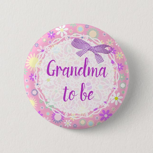 Grandma to be Floral Baby Shower Button (Front)