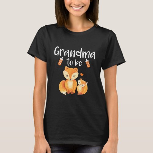 Grandma To Be Fox Baby Shower Cute Forest Animal  T_Shirt