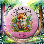 Grandma to be | Fox Woodland Themed Baby Shower Button<br><div class="desc">Woodland creatures themed Grandma to be baby shower button. A sweet watercolor illustration of a fox in a patch of flowers.</div>