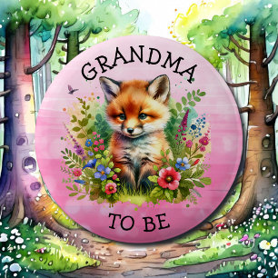 Grandma to be   Fox Woodland Themed Baby Shower Button