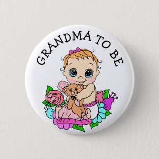 Grandma To Be Girl's Baby Shower Button