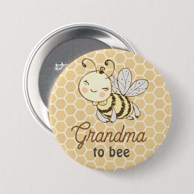 Grandma to be Granny Cute Honeybee Bee Baby Shower Button (Front & Back)