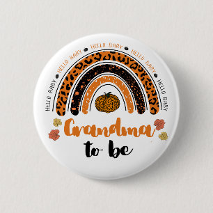 Grandma To Be Hello Baby Girl Pumpkin Baby Shower Button