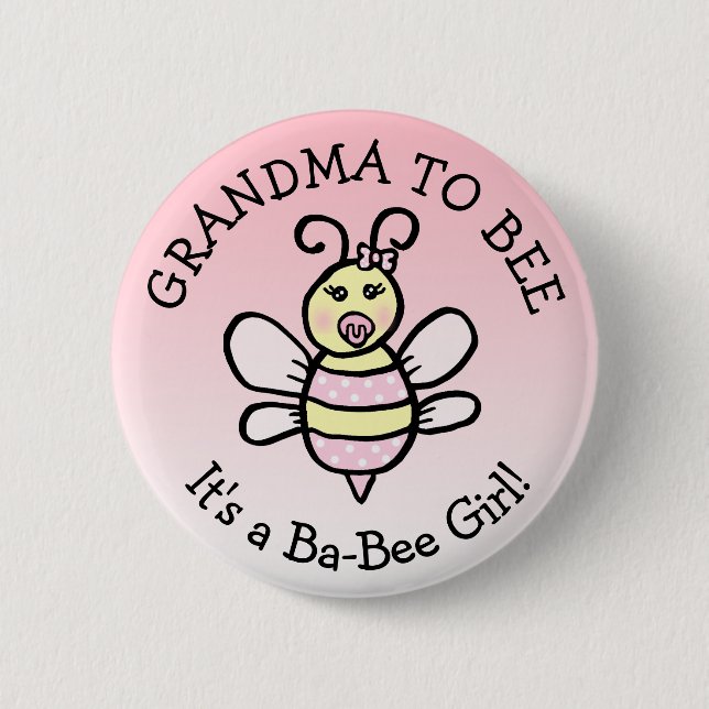 Grandma to Be Honey Bee Themed Baby Shower Button (Front)
