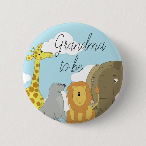 Grandma to be Jungle Animals Baby Shower Button