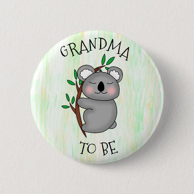 Grandma To Be | Koala themed Baby Shower Button (Front)
