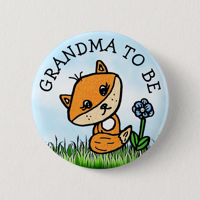 Grandma to be Little Fox Baby Shower Button (Front)
