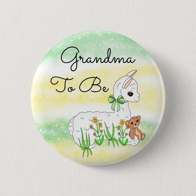 Grandma To Be Llama with Teddy Bear Button (Front)