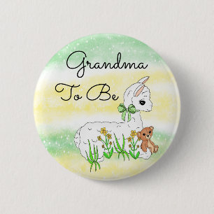 Grandma To Be Llama with Teddy Bear Button