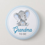 Grandma To Be New Granny Baby Boy Shower Elephant Button at Zazzle