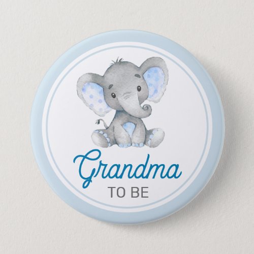 Grandma to be New Granny Baby Boy Shower Elephant Button