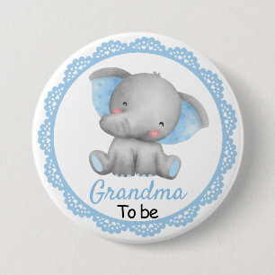 Grandma to be New Granny Baby Boy Shower Elephant Button