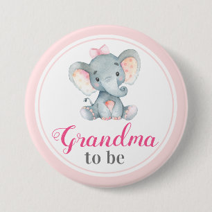 Grandma to be New Granny Baby Girl Shower Elephant Button