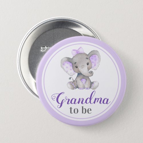 Grandma to be New Granny Baby Girl Shower Elephant Button