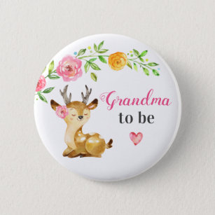 Grandma to be New Granny Baby Girl Shower Woodland Button