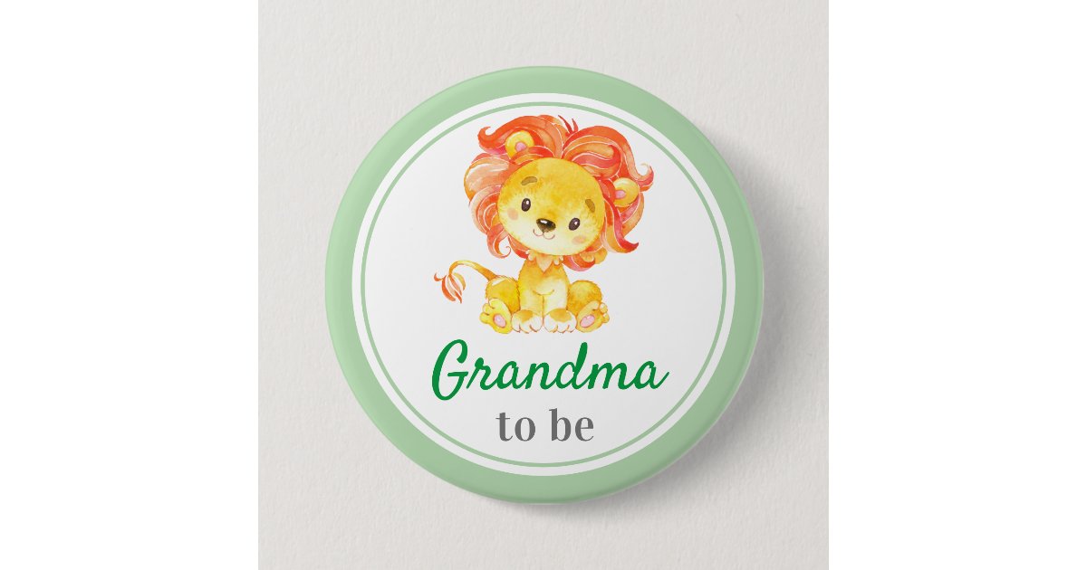 Grandma To Be New Granny Baby Shower Jungle Safari Button