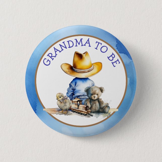 Grandma to Be of a Lil' Cowboy | Baby Shower Button (Front)