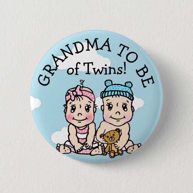 Grandma to be of Twins, Baby Shower Button (Front)