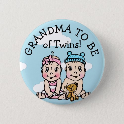 Grandma to be of Twins Baby Shower Button