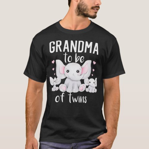 Grandma To Be Of Twins Elephant Baby Shower Twin T_Shirt