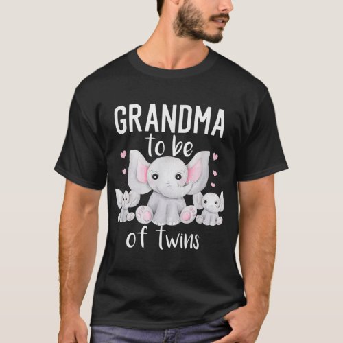 Grandma To Be Of Twins Elephant Baby Shower Twin T_Shirt