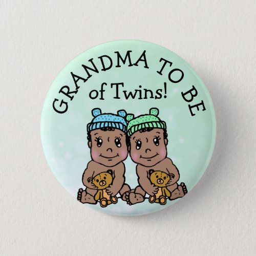 Grandma to be of Twins Ethnic Baby Shower Button