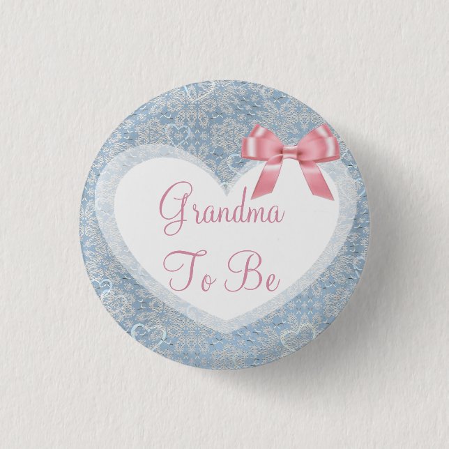 Grandma to be Pink & Blue Baby Shower Button (Front)