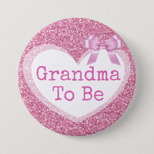 Grandma to be Pink Bow Baby Shower Button