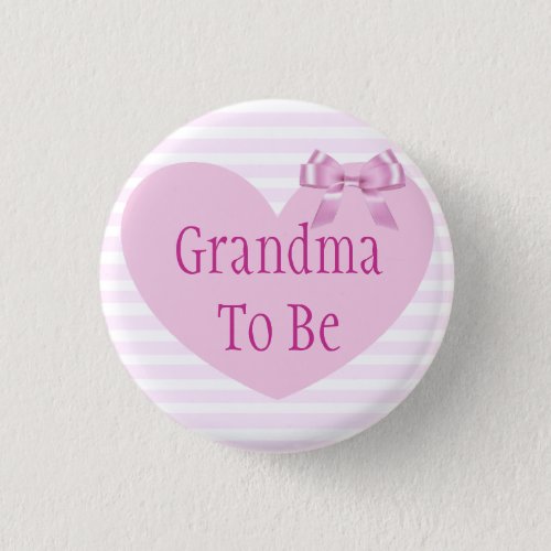 Grandma to be Pink Bow Baby Shower Button
