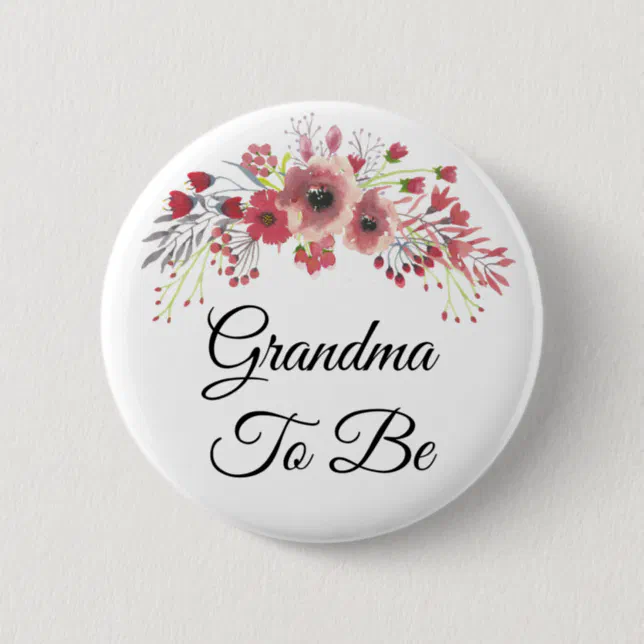 Grandma to be Pink Floral Baby Shower Button | Zazzle